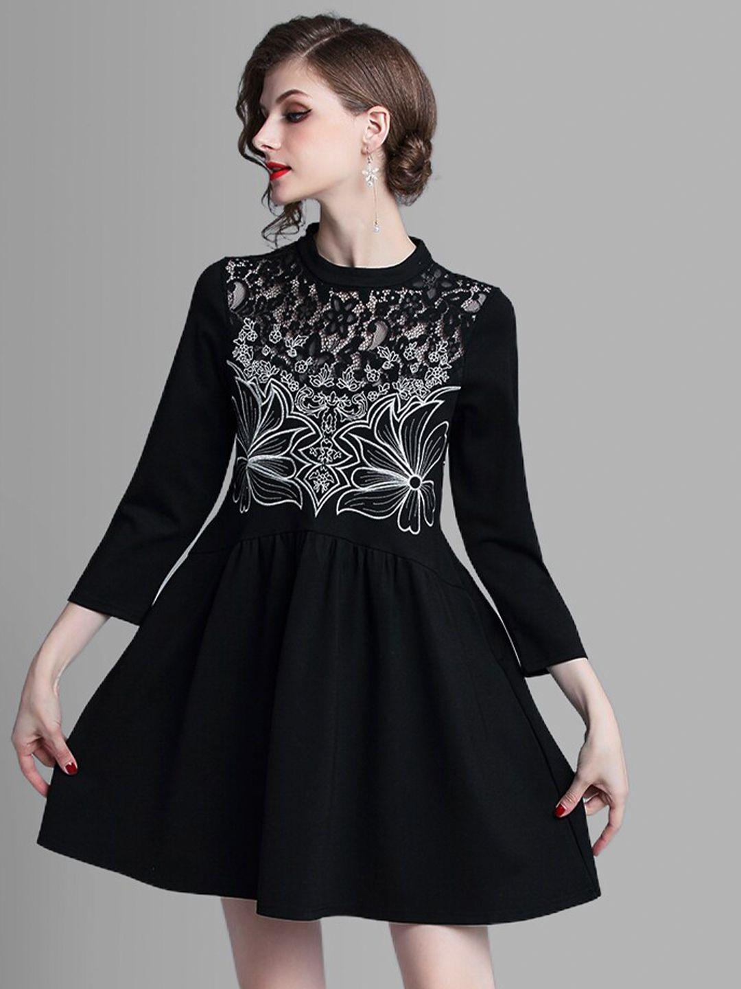jc collection women black fit & flare dress