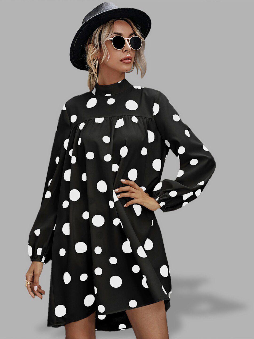 jc collection women black polka dot printed a-line dress