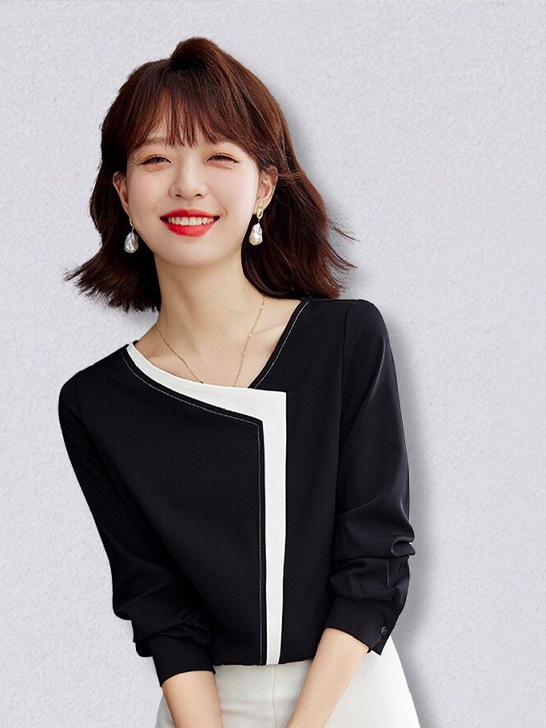 jc collection women black solid polyester top