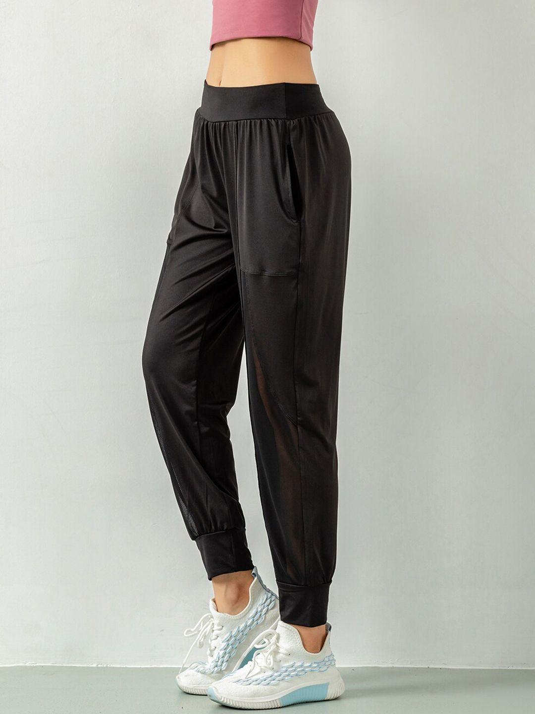 jc collection women black solid relaxed-fit joggers