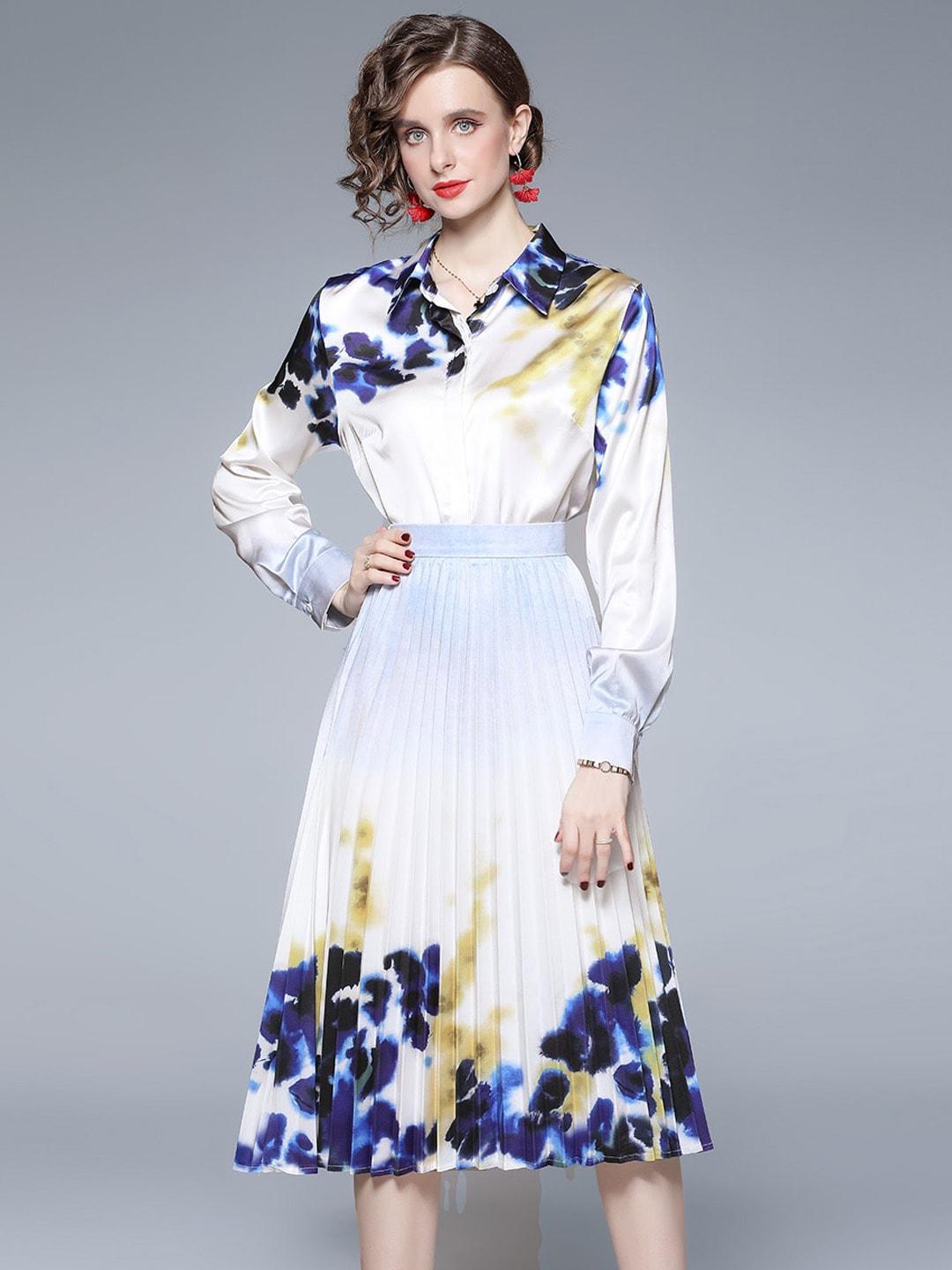 jc collection women blue & white printed co-ords
