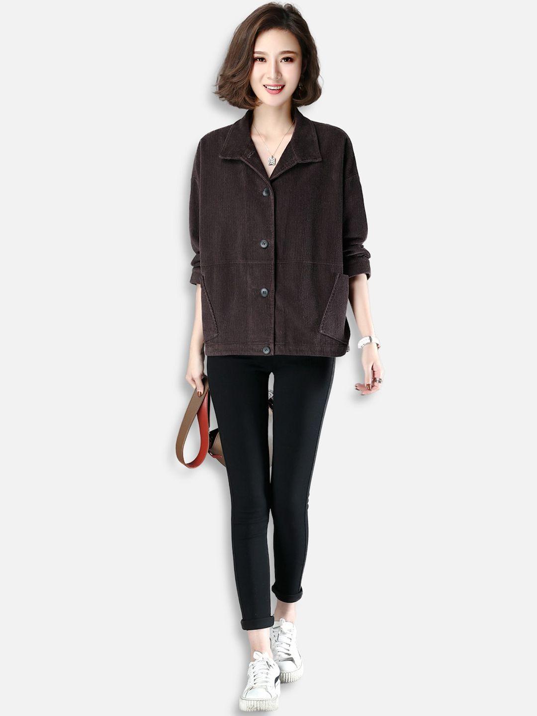 jc collection women coffee brown striped tailored jacket