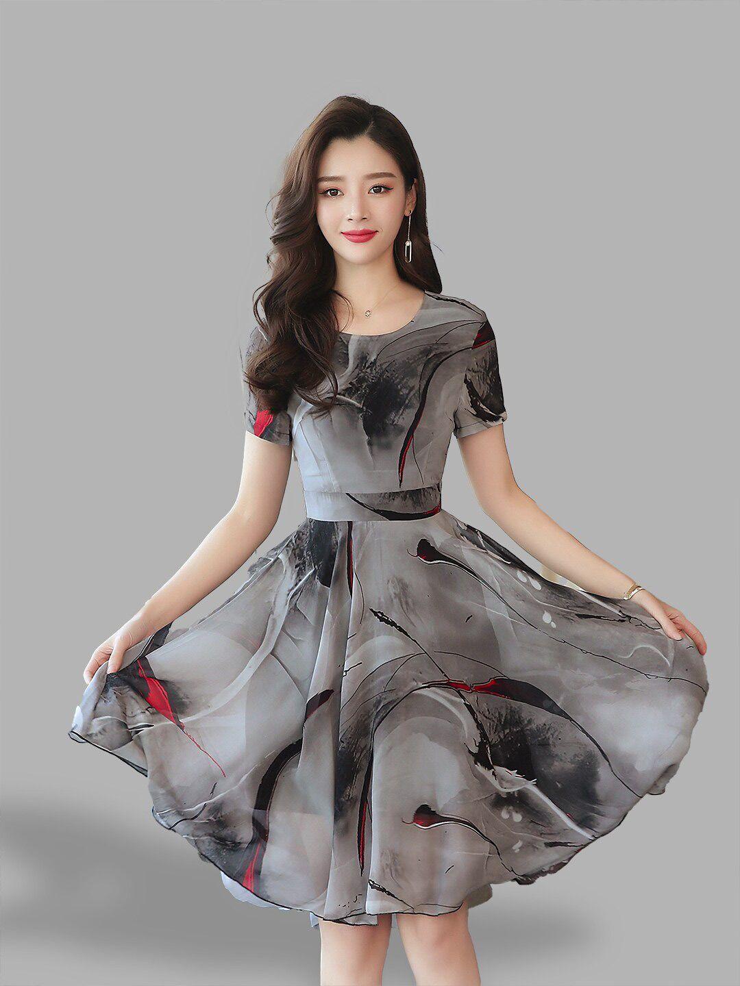 jc collection women grey & black midi dress