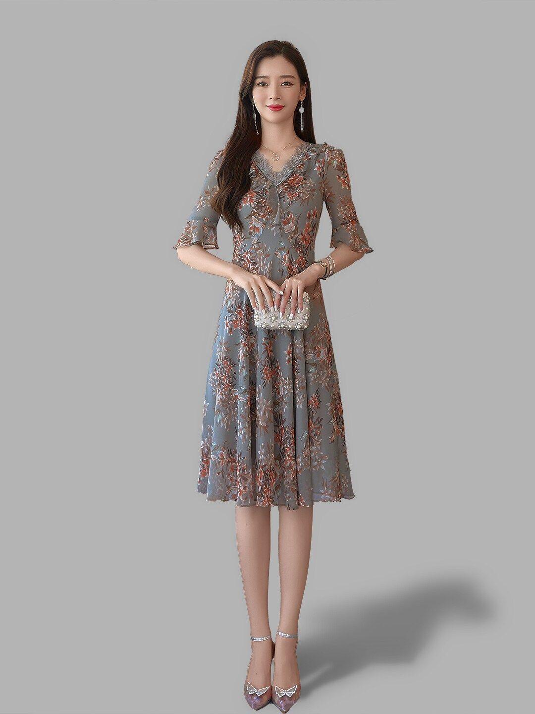 jc collection women grey floral dress