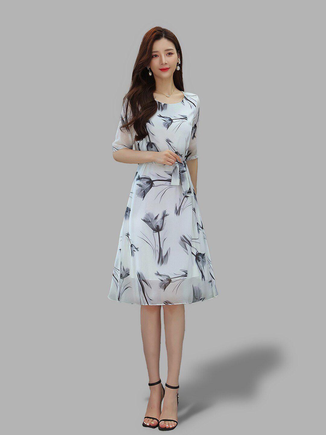 jc collection women grey floral print dress