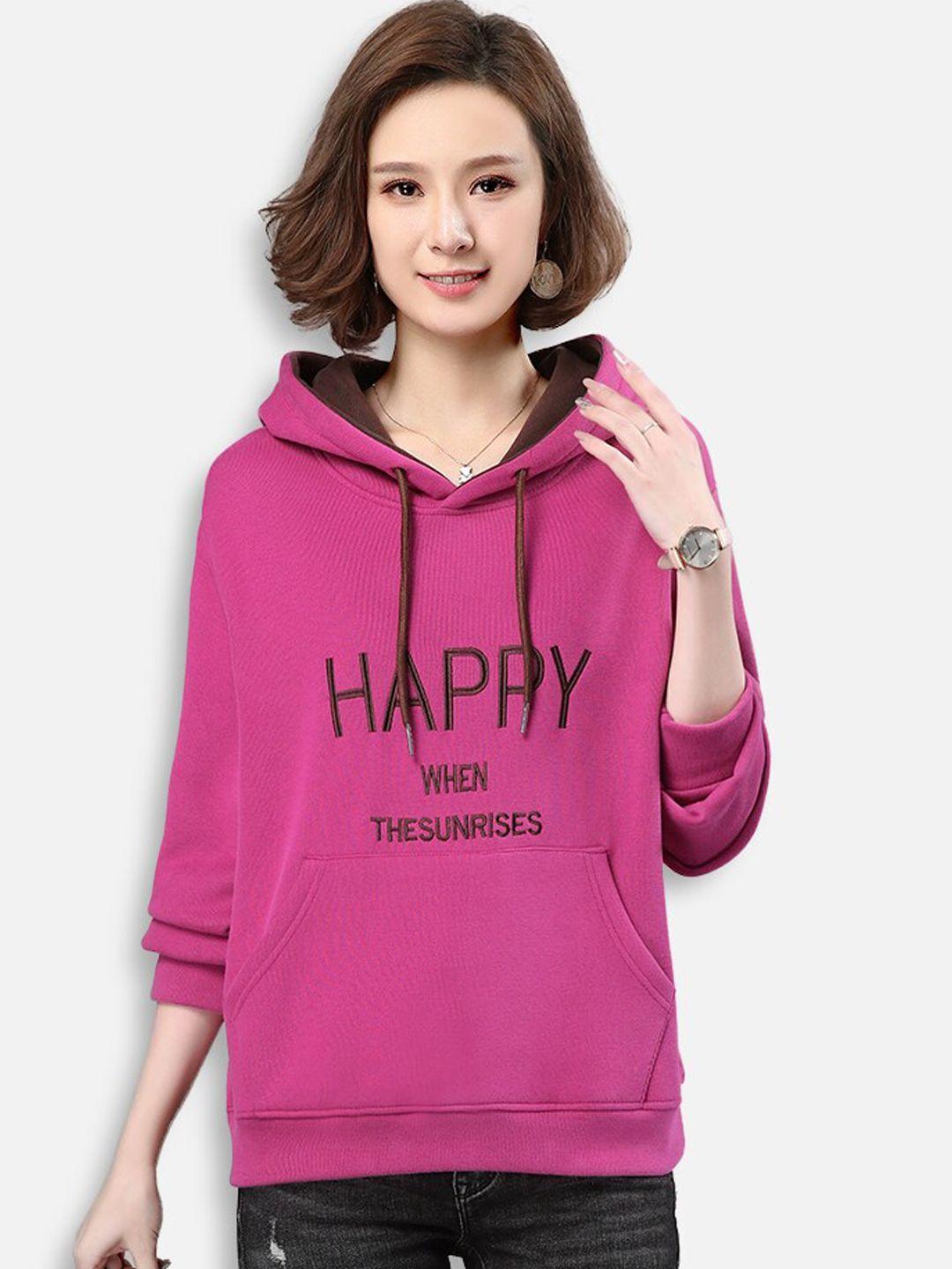 jc collection women magenta typography embroidered pullover sweatshirt