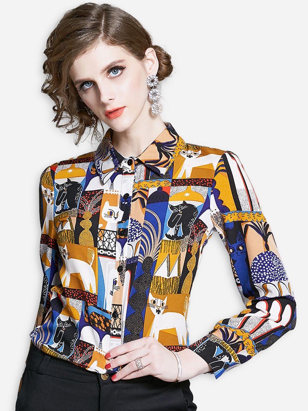 jc collection women multicoloured opaque printed casual shirt