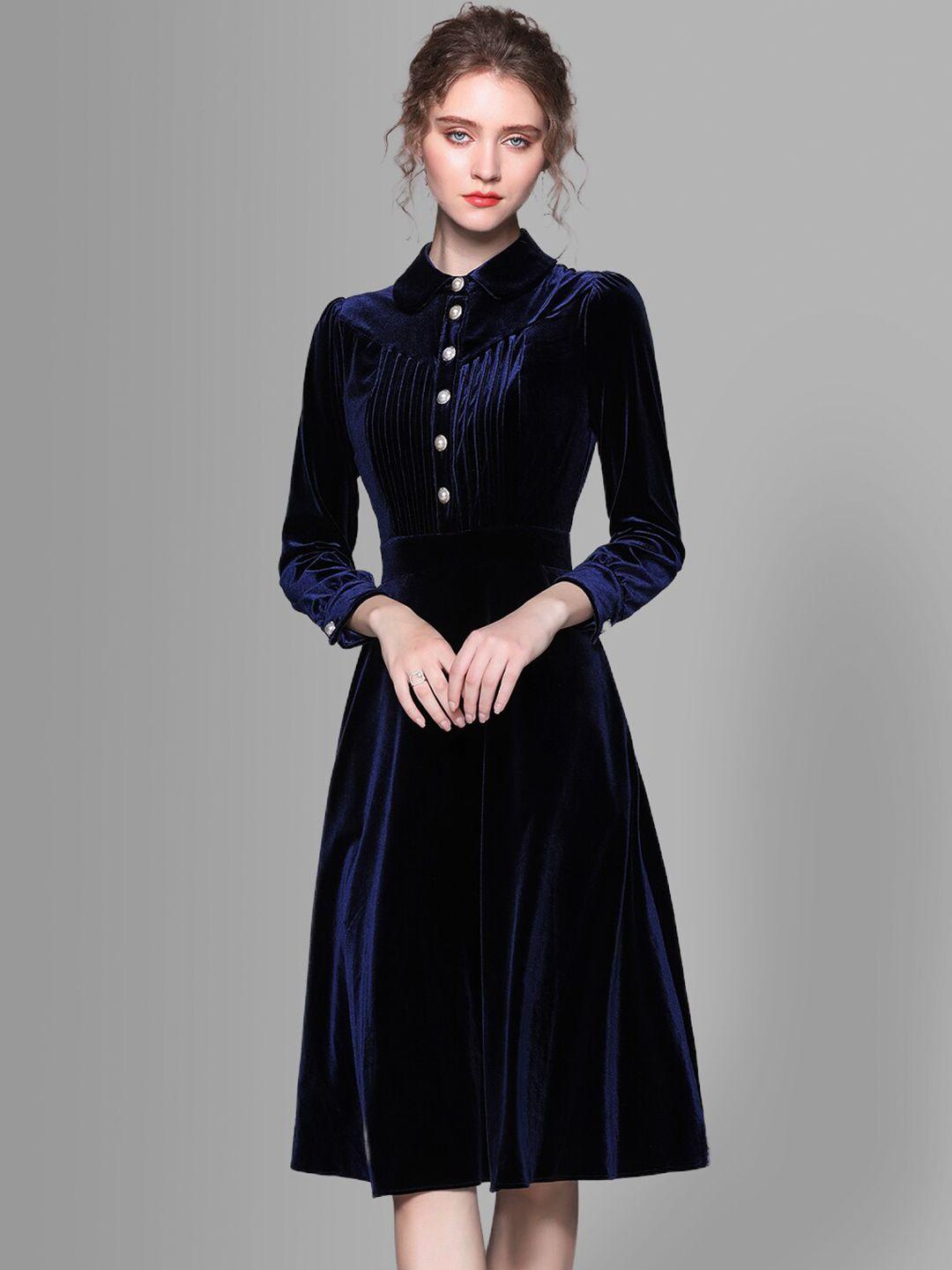 jc collection women navy blue velvet dress