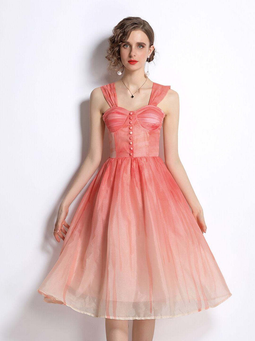 jc collection women peach-coloured fit & flare dress