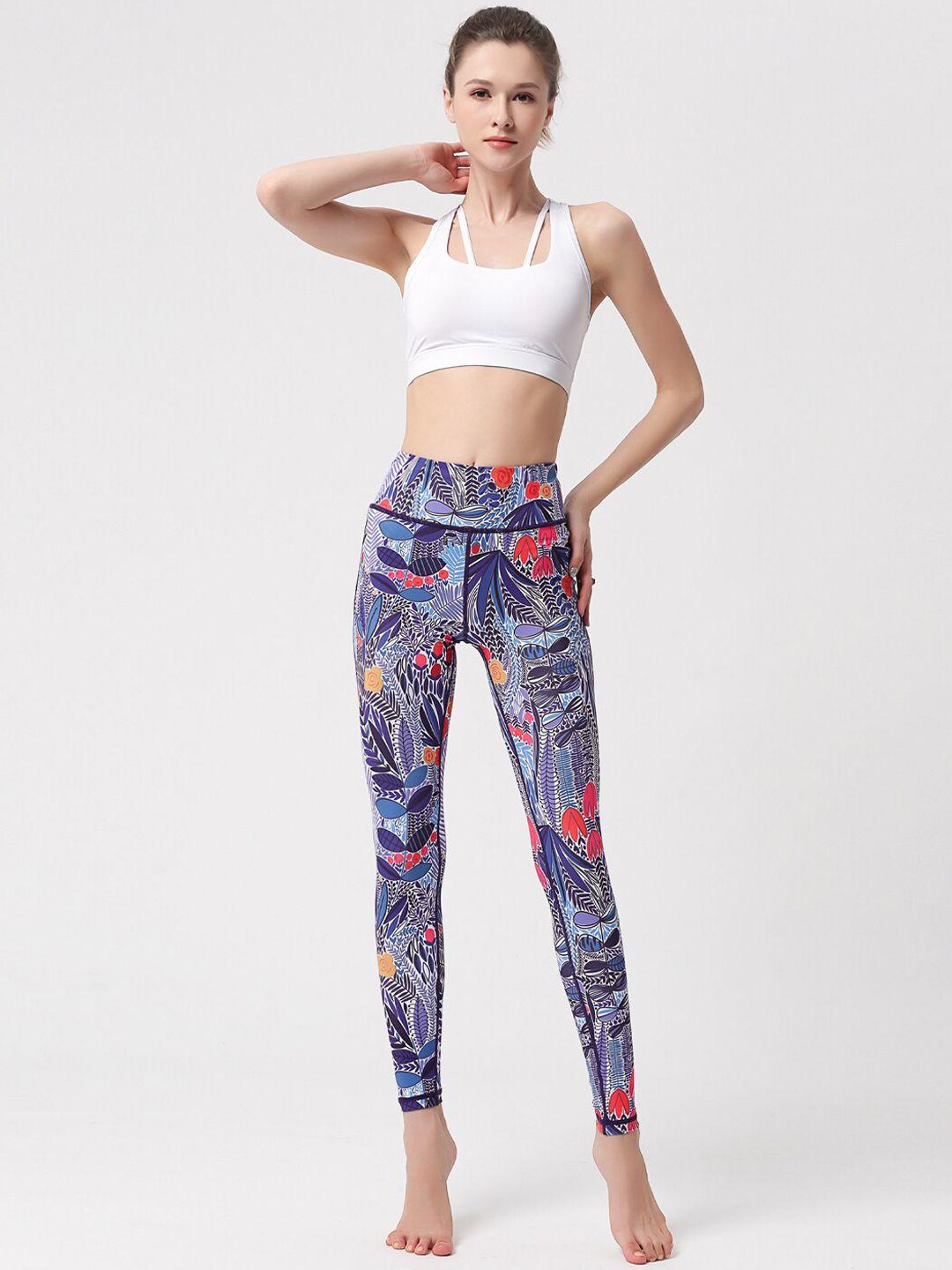 jc collection women printed slim-fit ankle-length gym tights