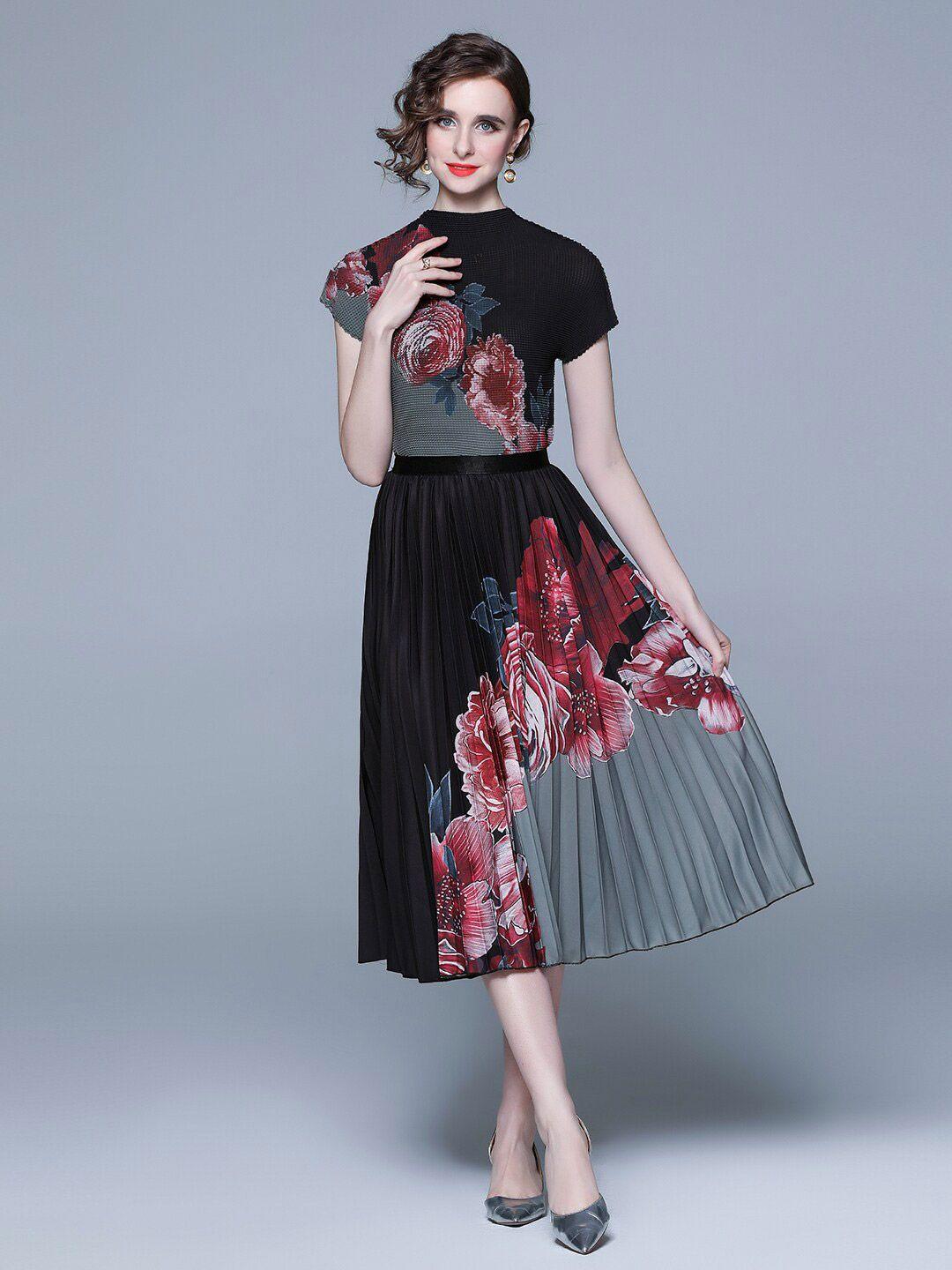 jc collection women printed top with skirt