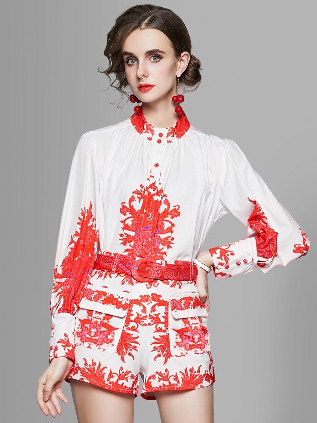 jc collection women red & white printed co-ords set