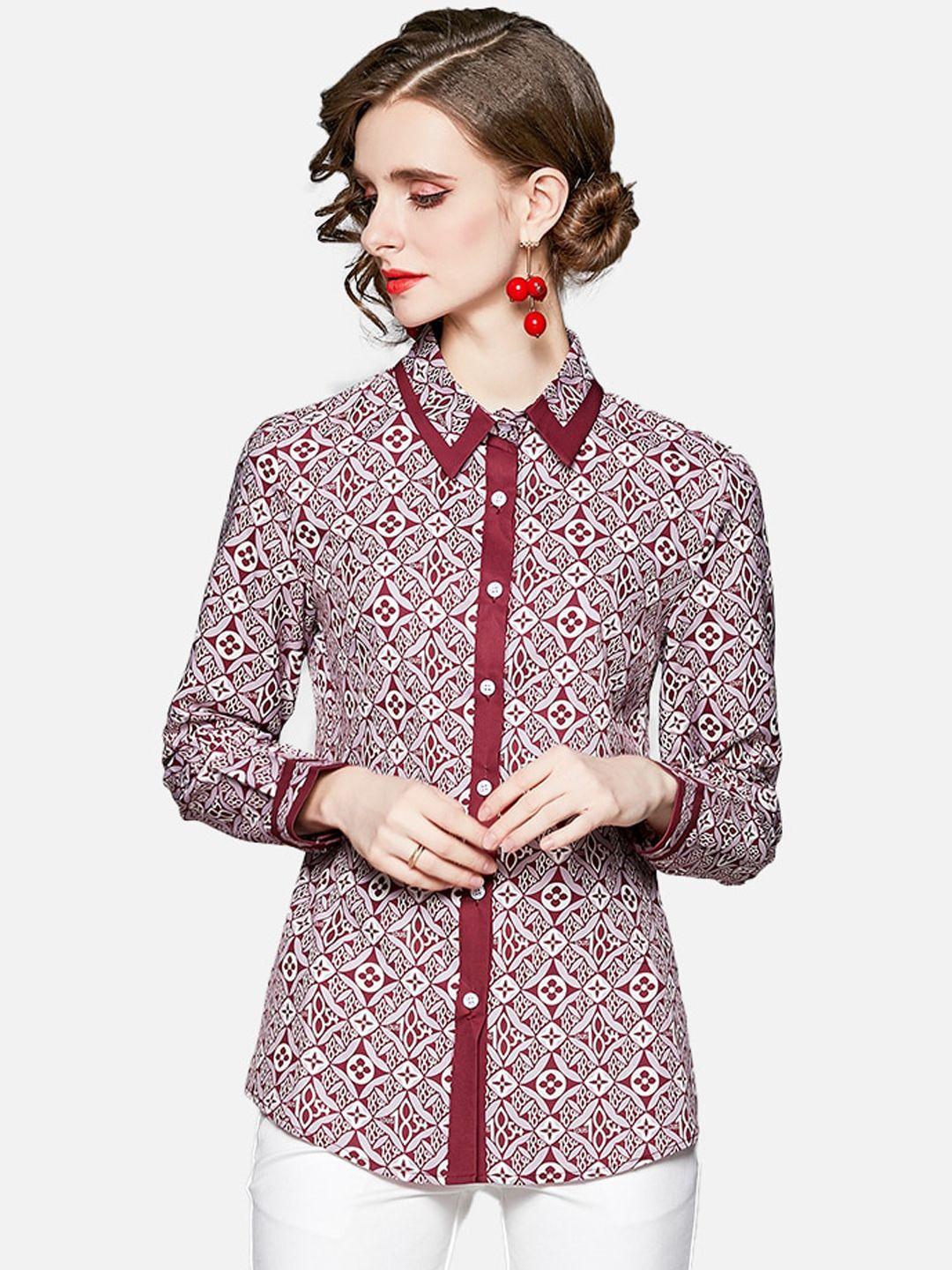 jc collection women red opaque printed casual shirt