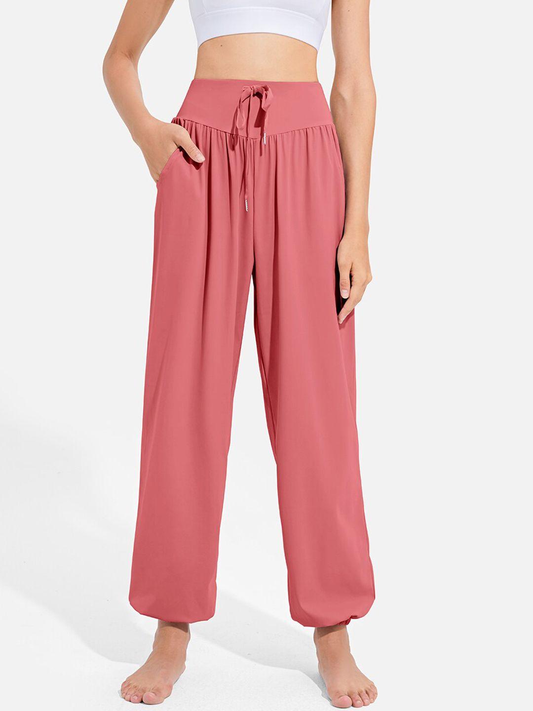 jc collection women red solid dry fit relaxed fit track pants
