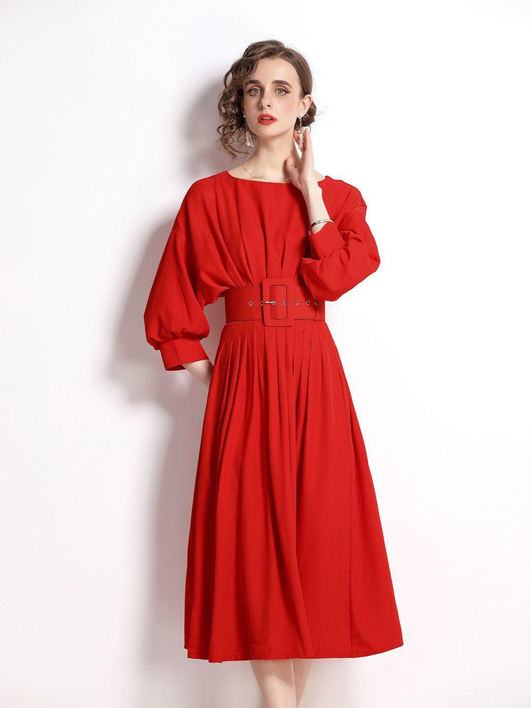 jc collection women red solid midi dress