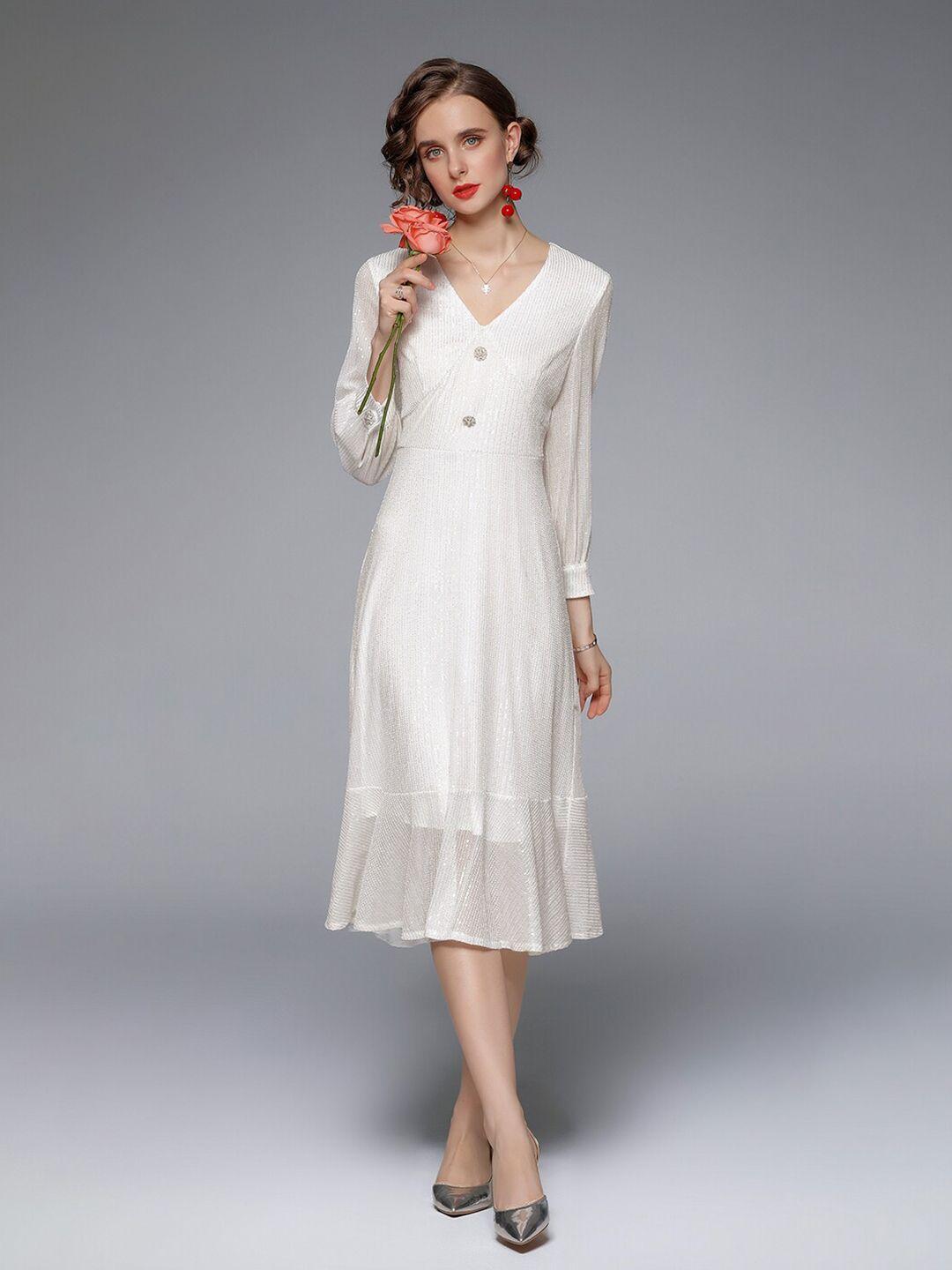 jc collection women white embellished a-line midi dress