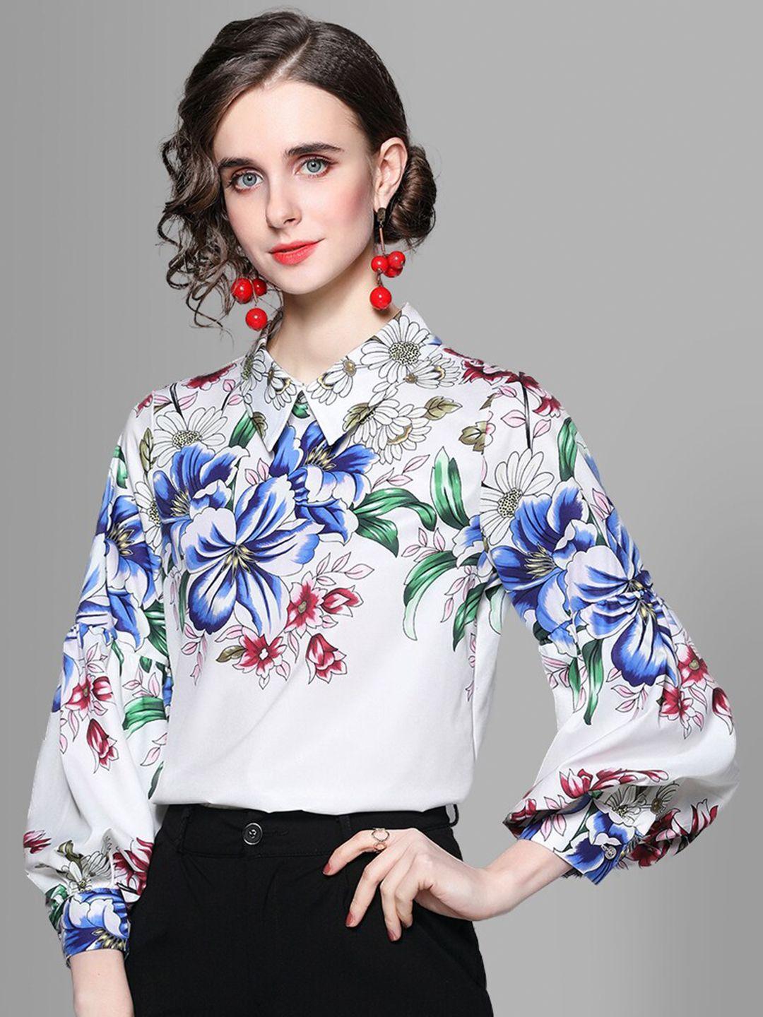 jc collection women white floral printed casual shirt