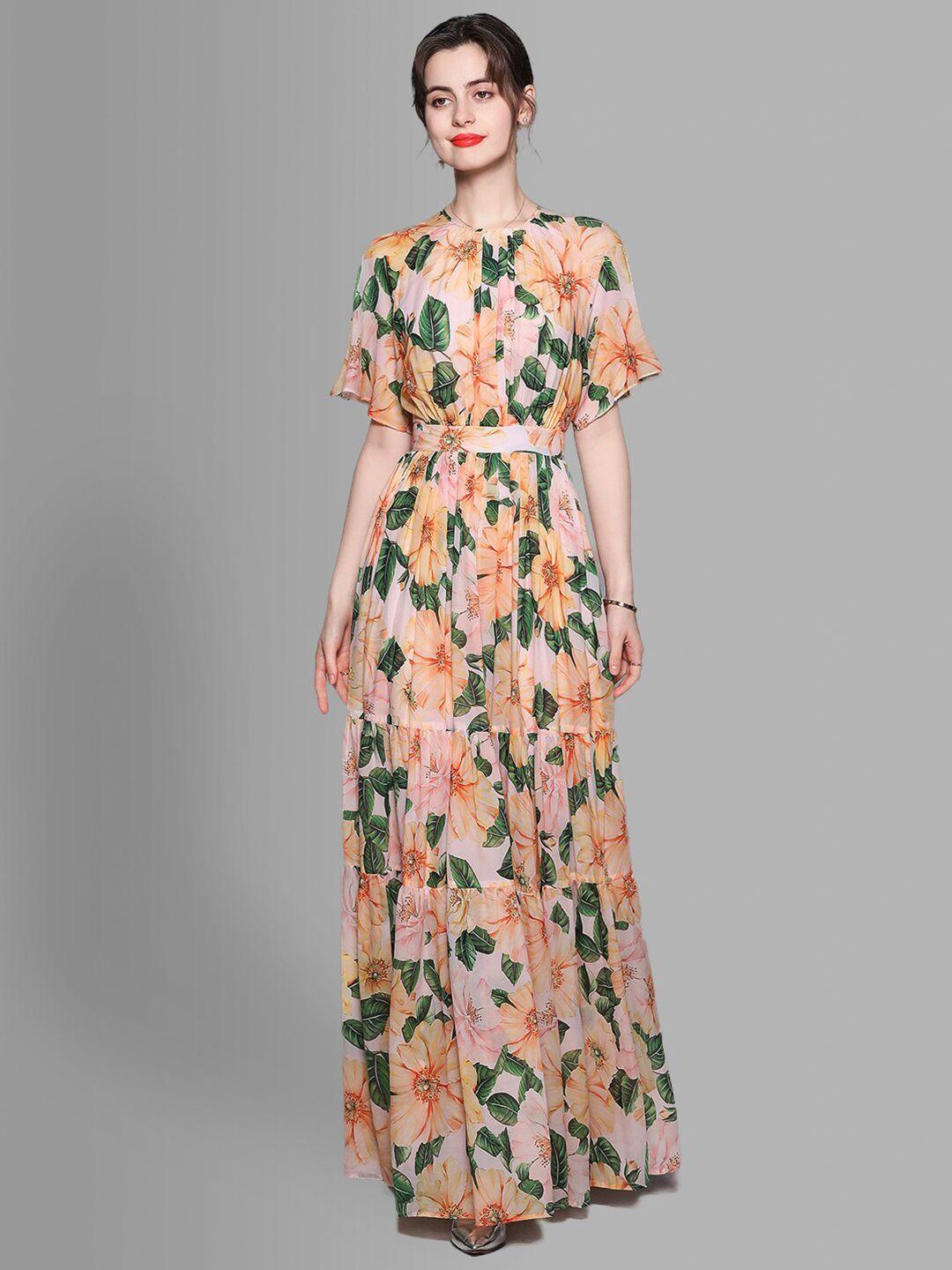 jc collection yellow & multicoloured floral maxi dress