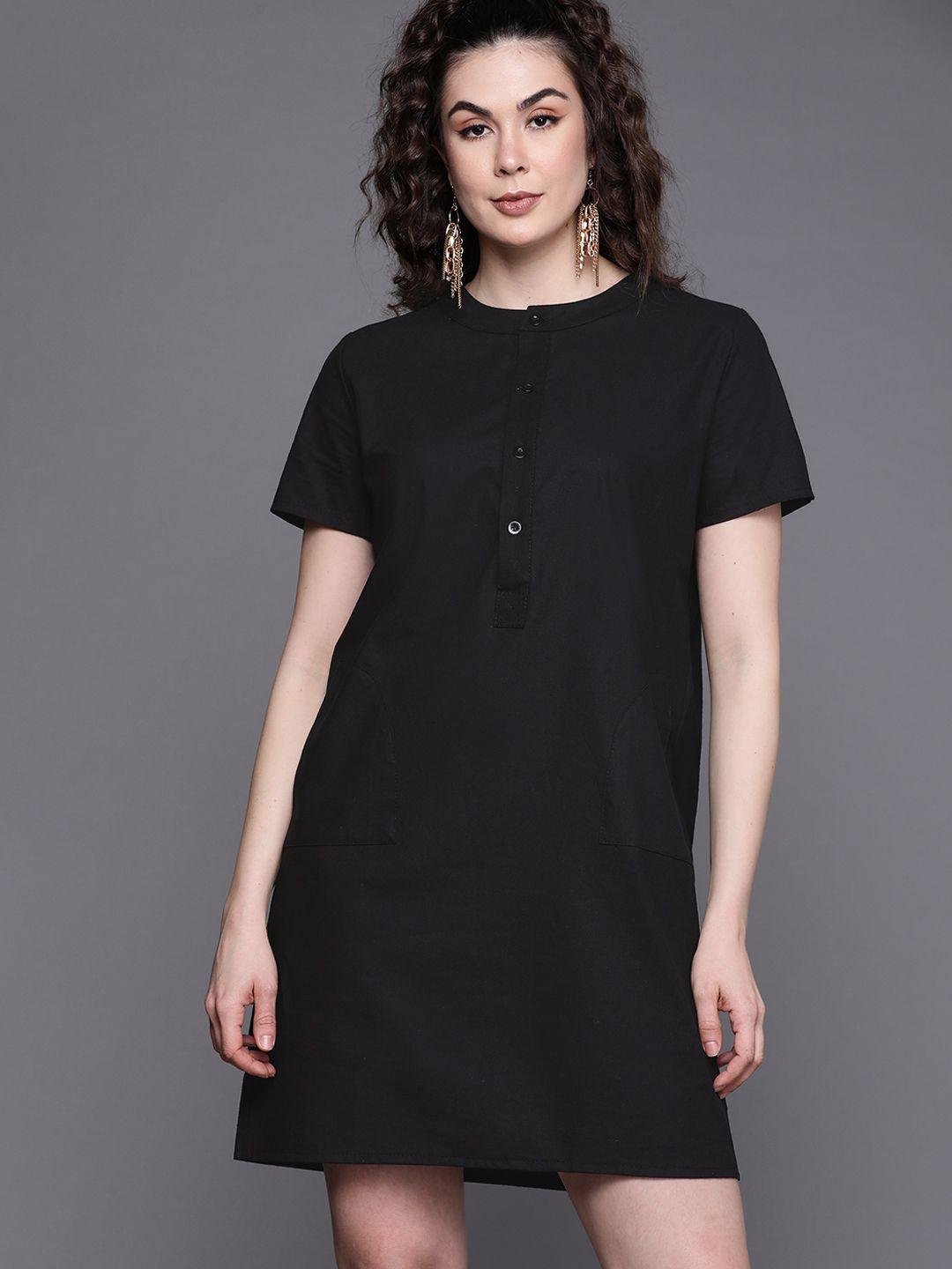 jc mode black solid t-shirt dress