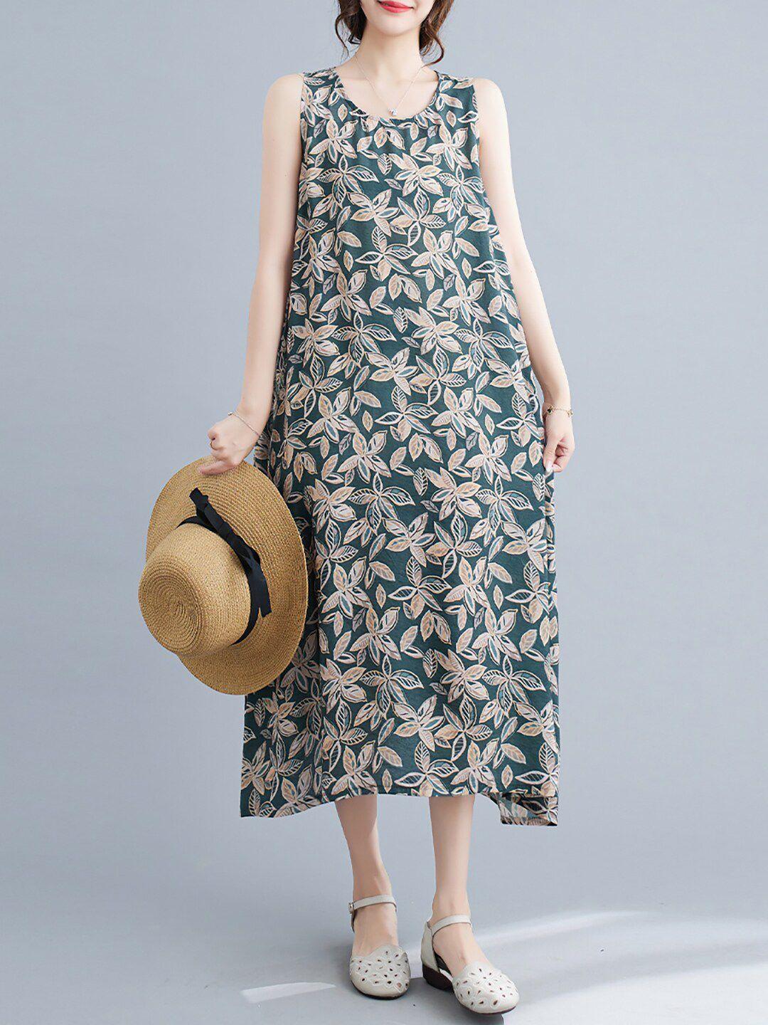 jc mode floral printed sleeveless a-line dress