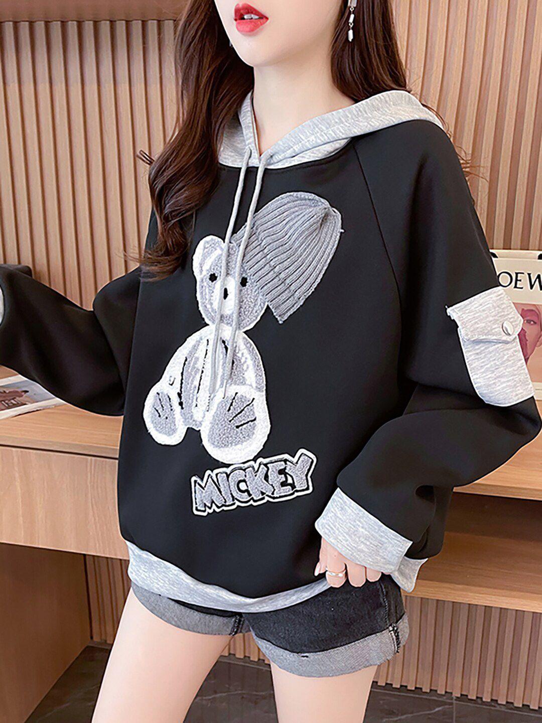 jc mode graphic embellished hooded sweatshirt