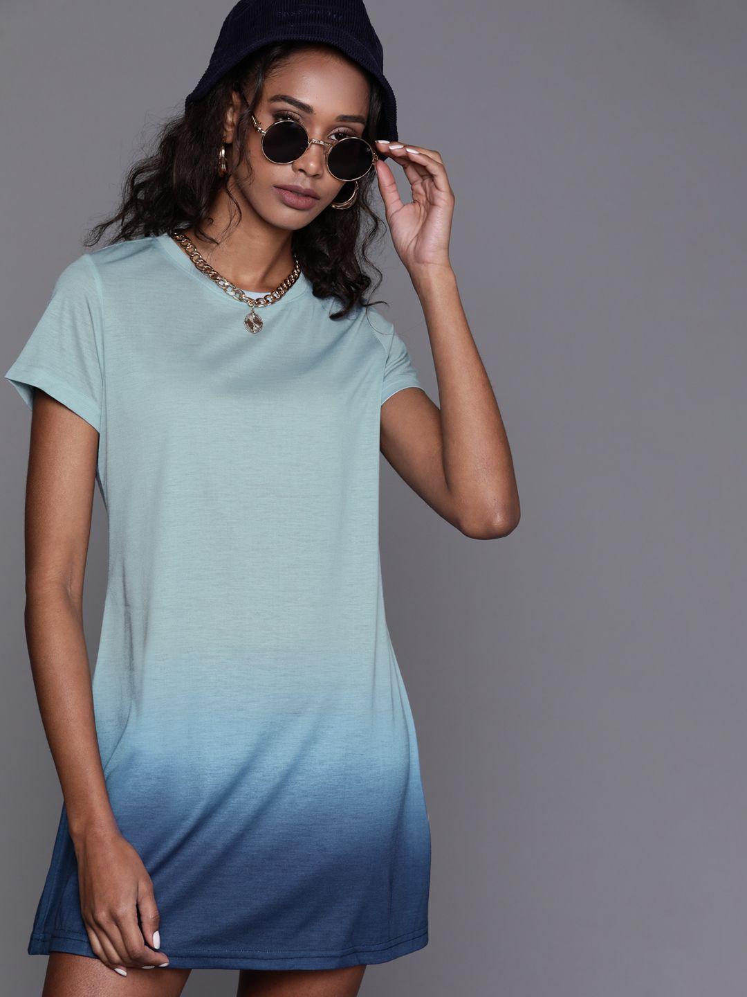 jc mode green & navy blue ombre t-shirt dress