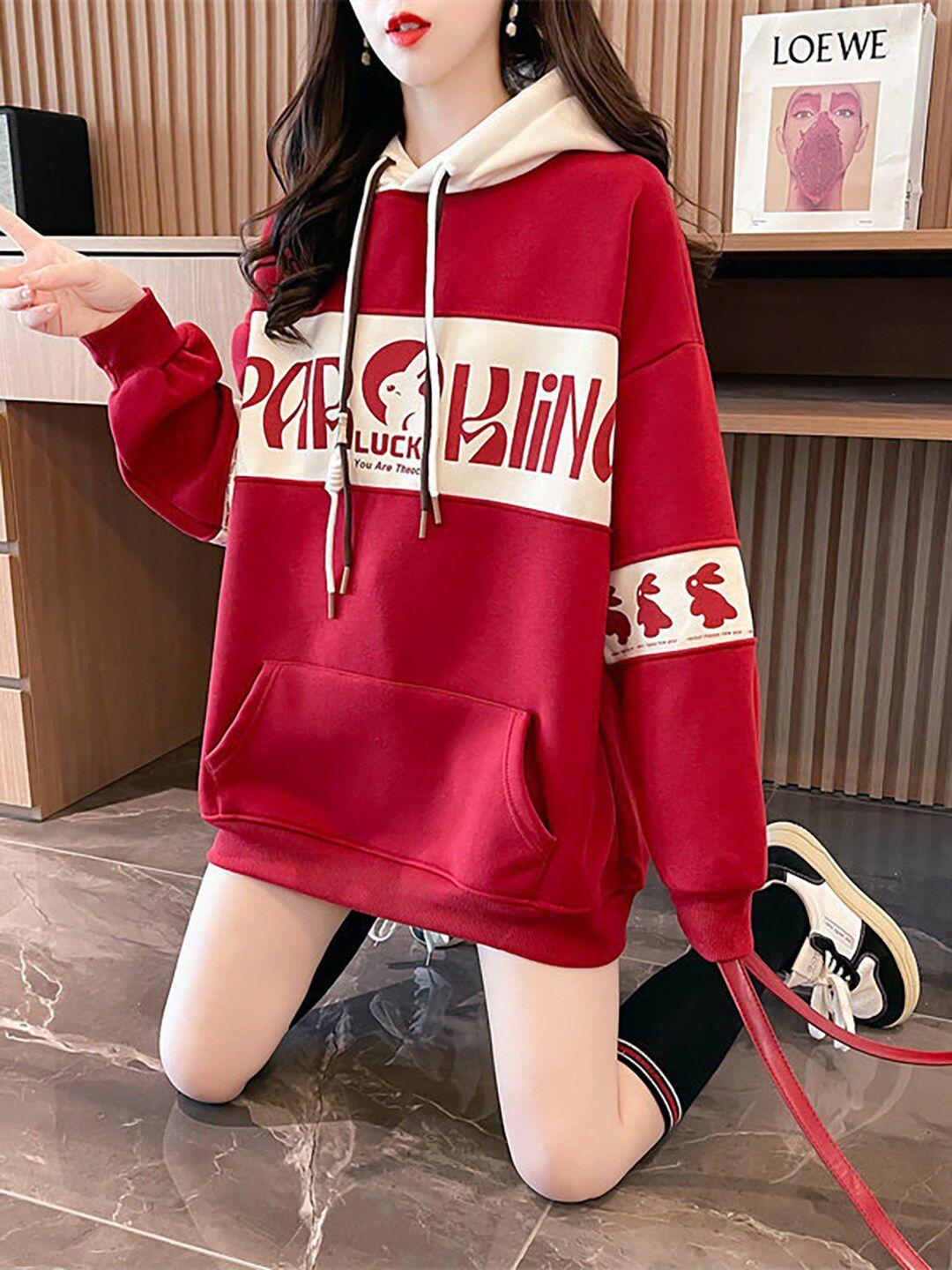 jc mode printed hooded cotton pullover sweatshirt