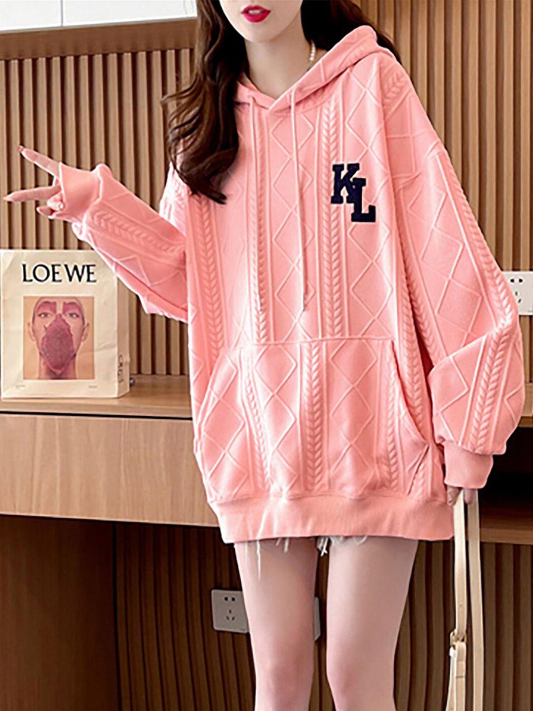 jc mode self design hooded cotton longline sweatshirt