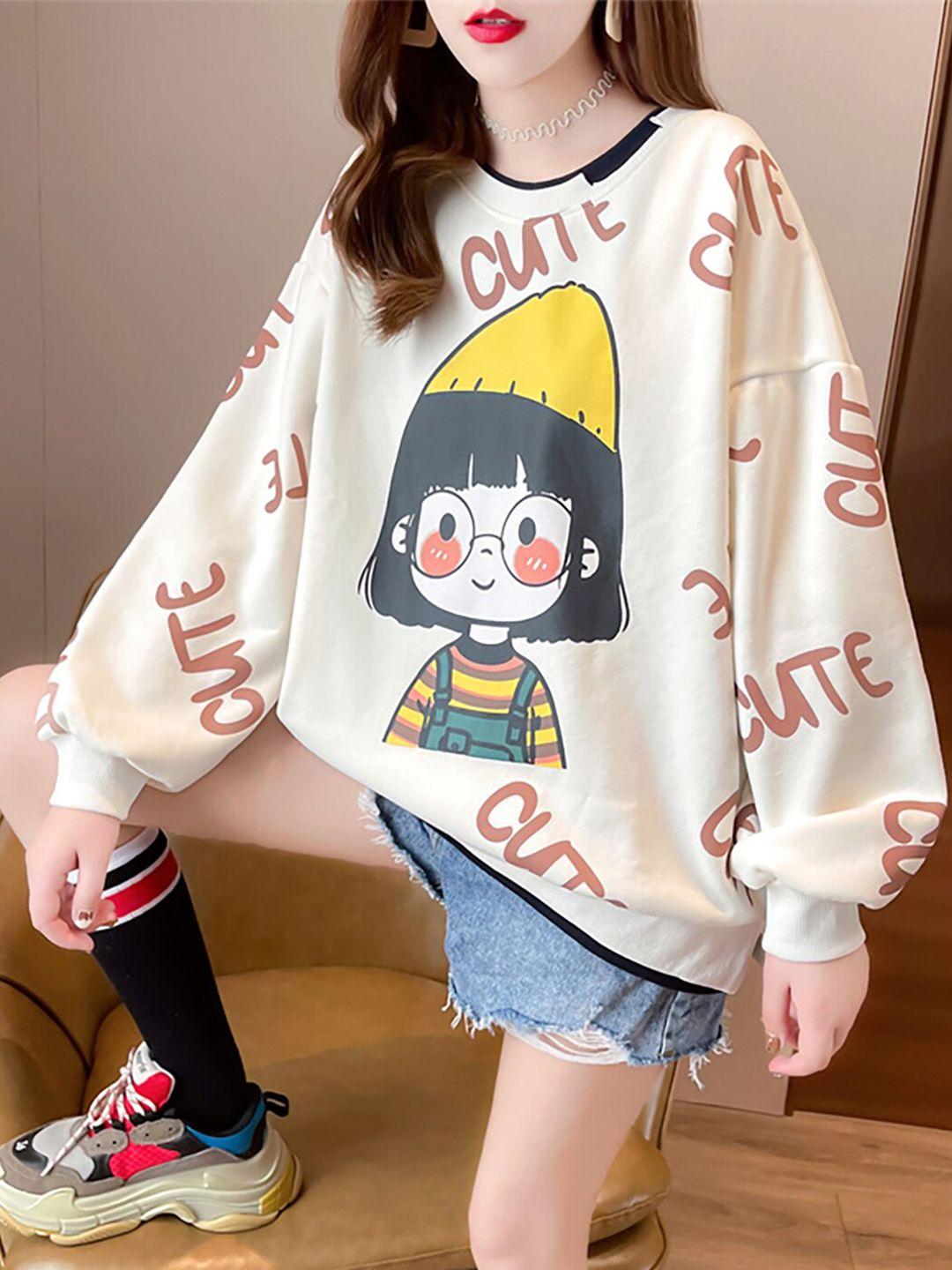 jc mode typography printed drop shoulder sleeves oversized cotton sweatshirt