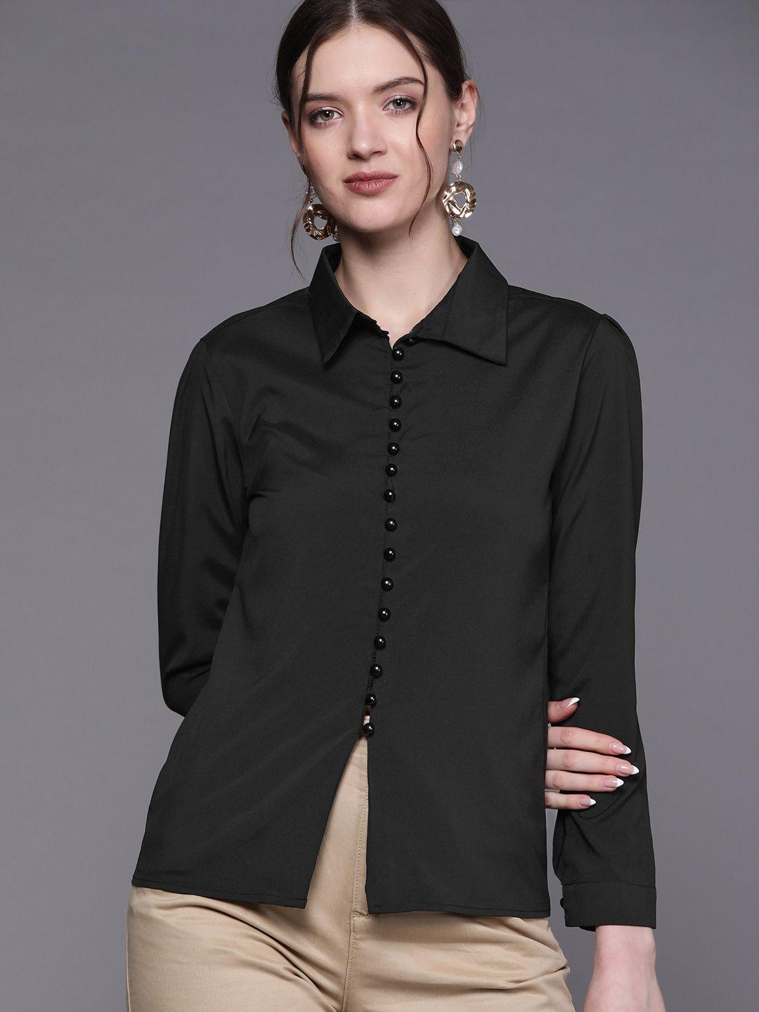 jc mode women black solid casual shirt