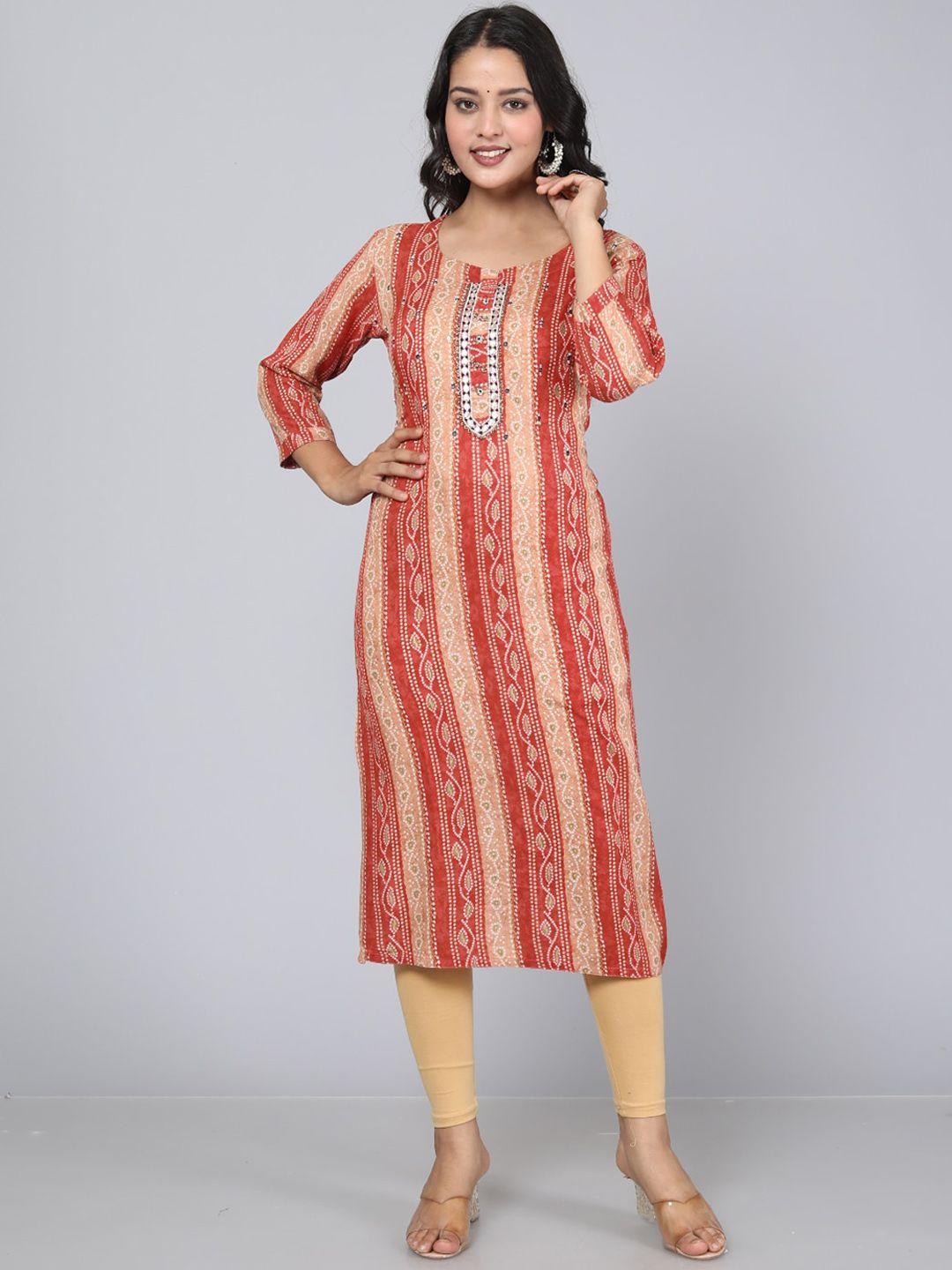 jc4u bandhani printed sequinned straight kurta