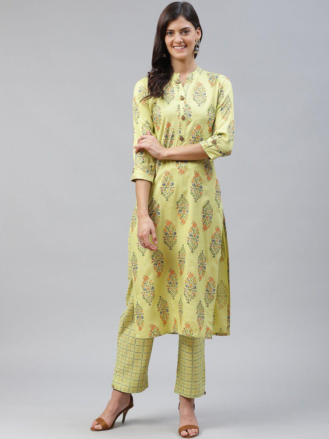 jc4u ethnic motifs printed straight kurta with trousers