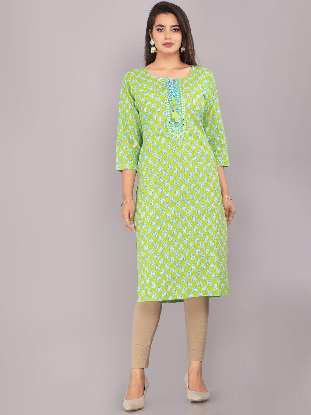 jc4u ethnic motifs printed tie-up neck kurta