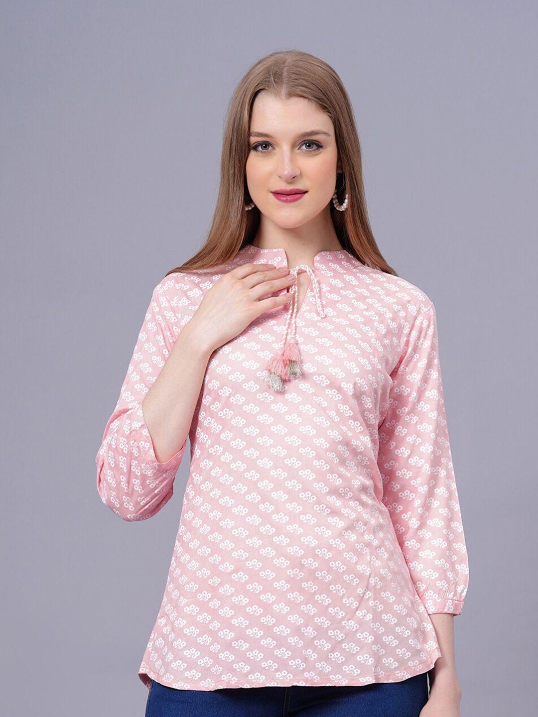 jc4u ethnic printed mandarin collar regular top