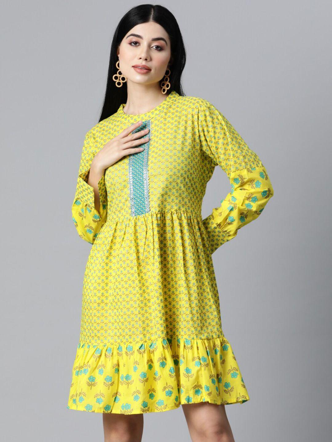 jc4u floral printed cotton fit & flare ethnic dress