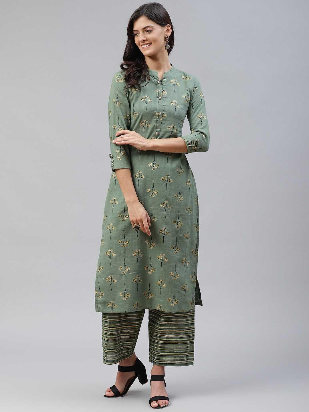 jc4u floral printed pure cotton kurta with trousers