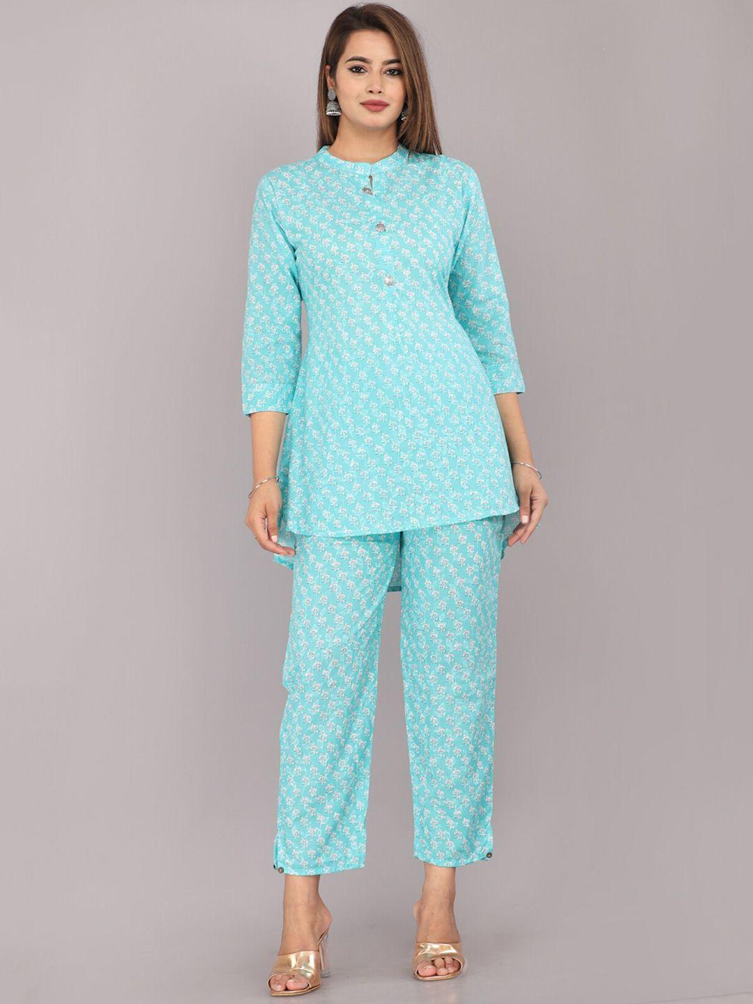 jc4u floral printed pure cotton tunic with trousers