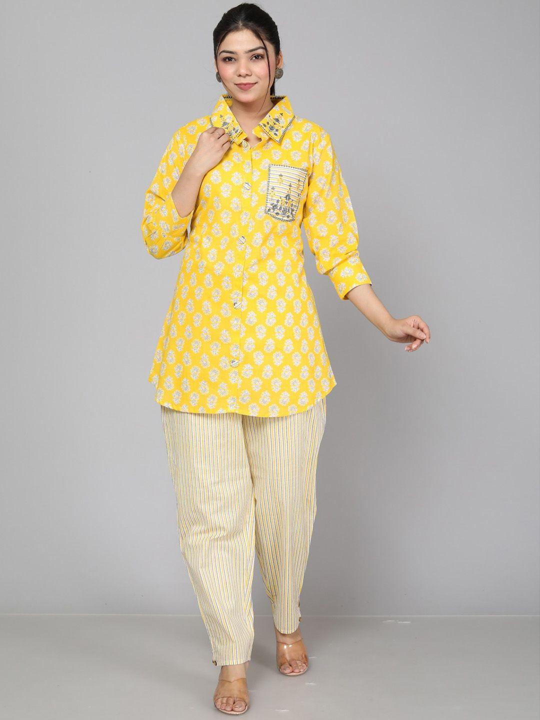 jc4u floral printed pure cotton tunic with trousers