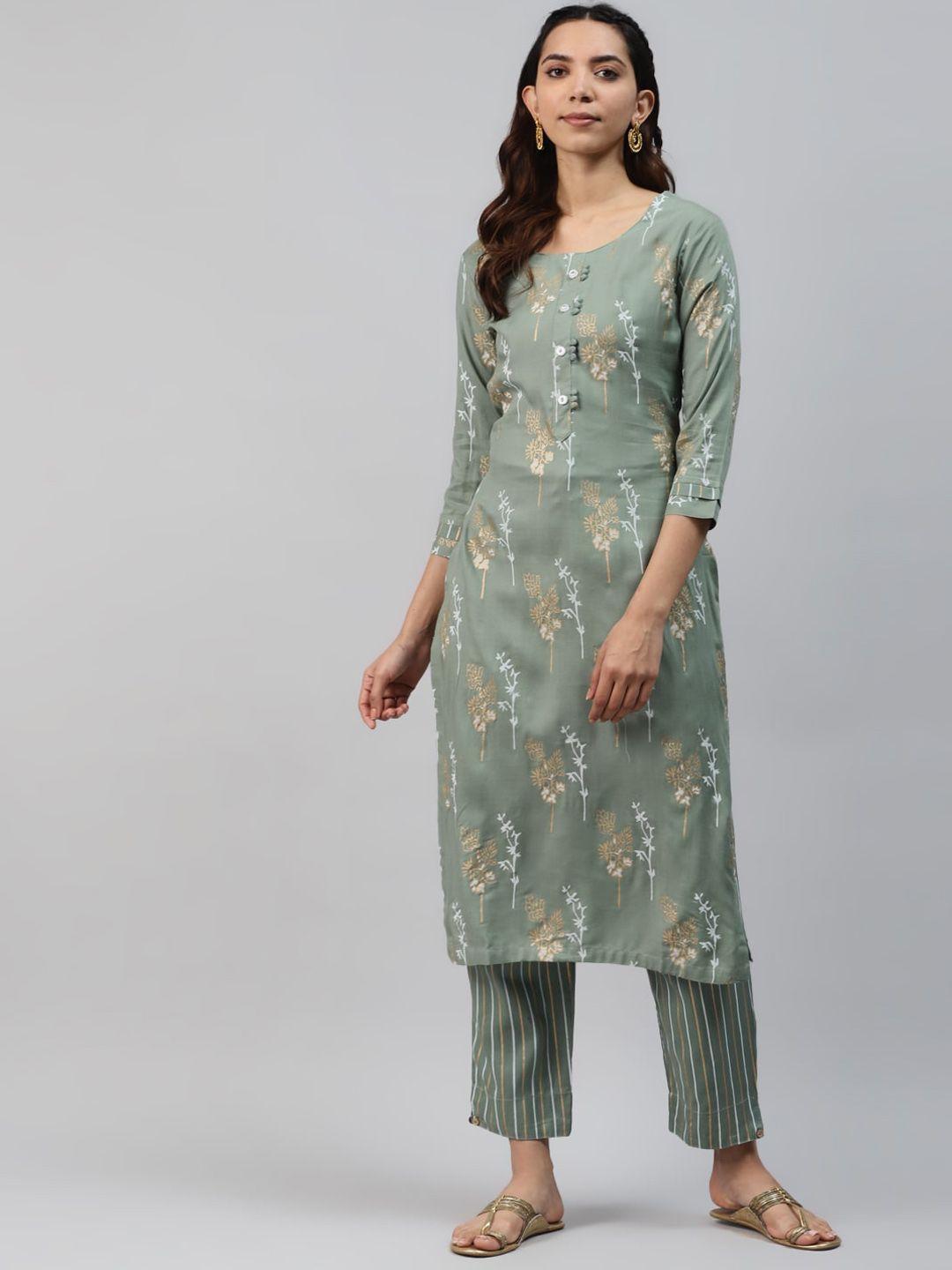 jc4u floral printed regular kurta with trousers