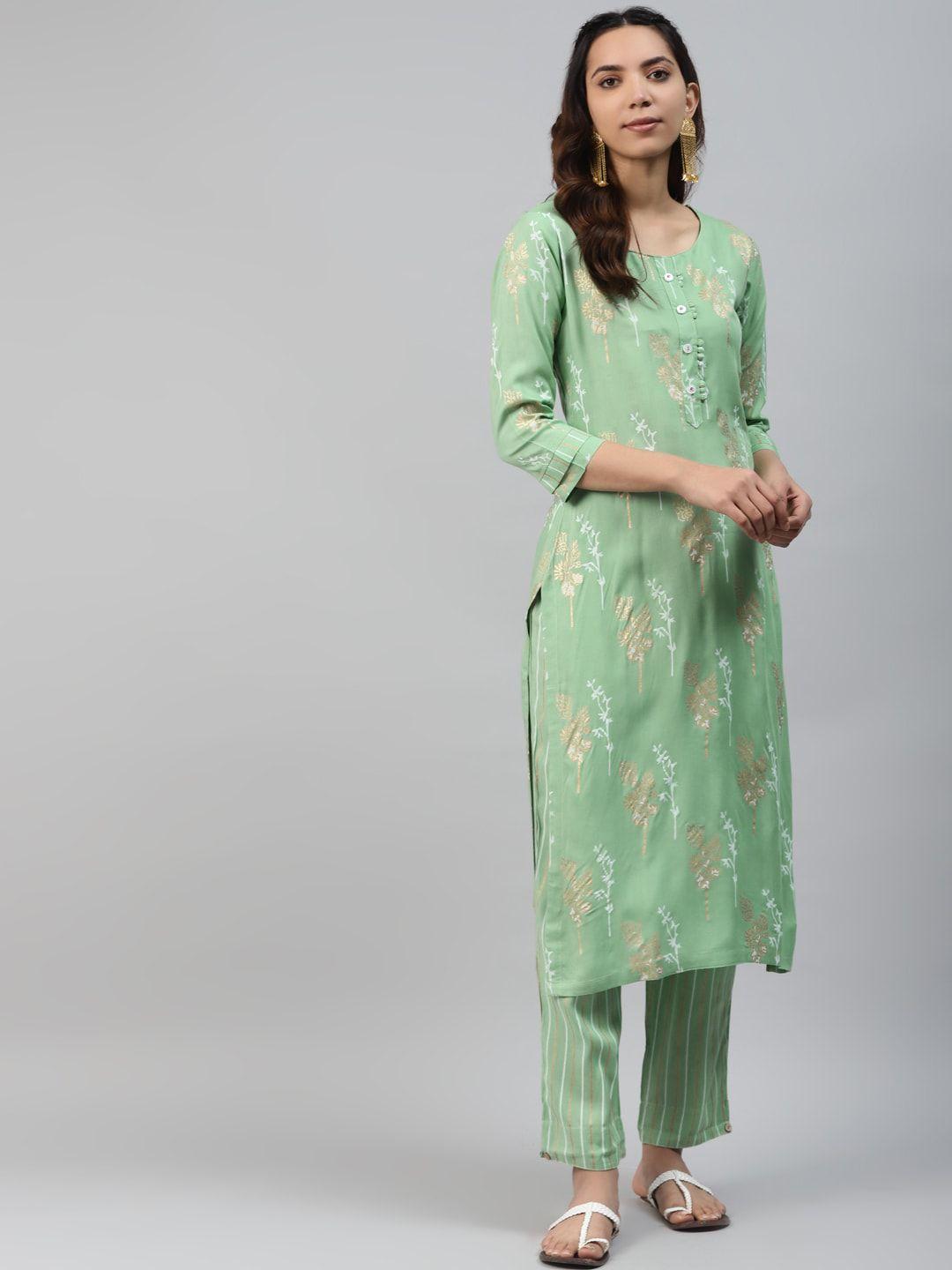 jc4u floral printed regular straight kurta with trousers