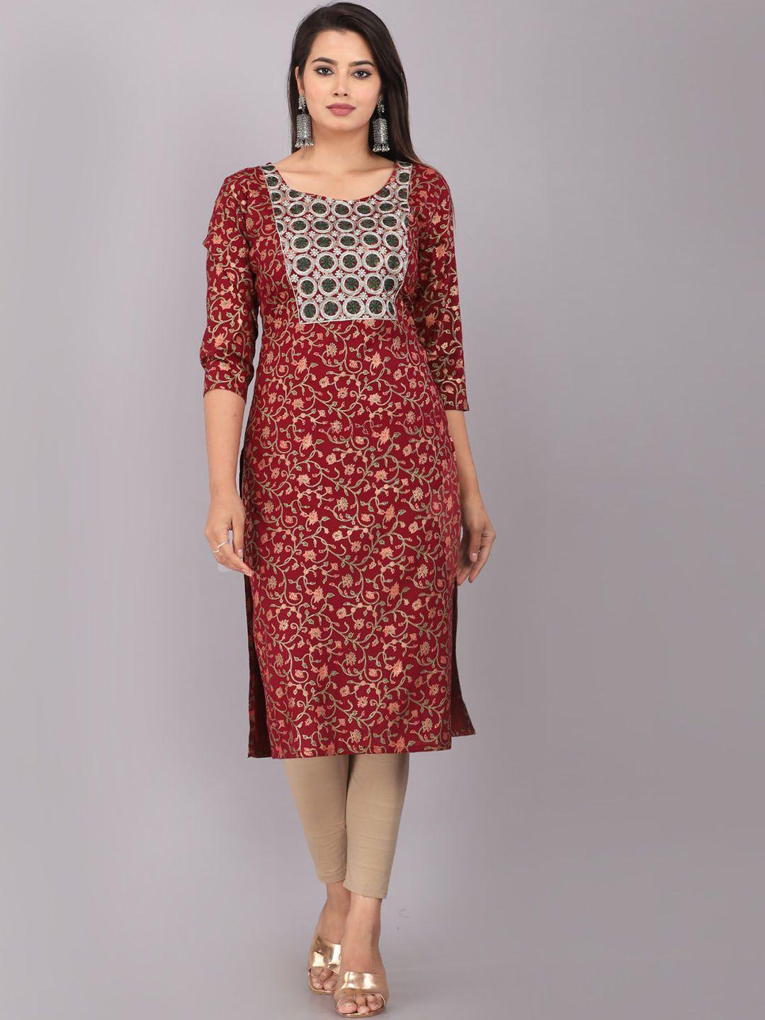 jc4u women maroon printed sequinned kurta