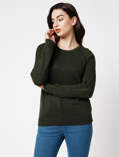 jdy by only dark green pullover