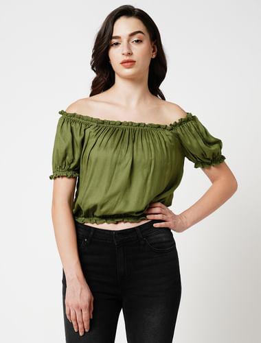 jdy by only green off-shoulder top