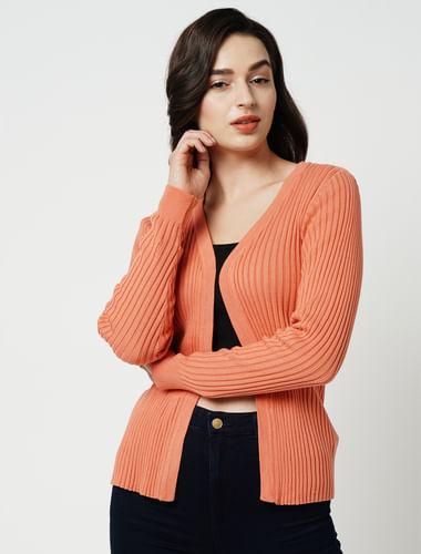 jdy by only peach ribbed cardigan