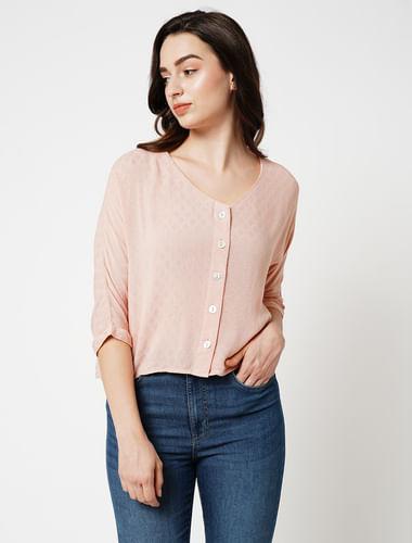 jdy by only pink textured top