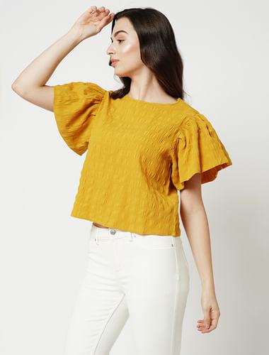 jdy by only yellow textured top