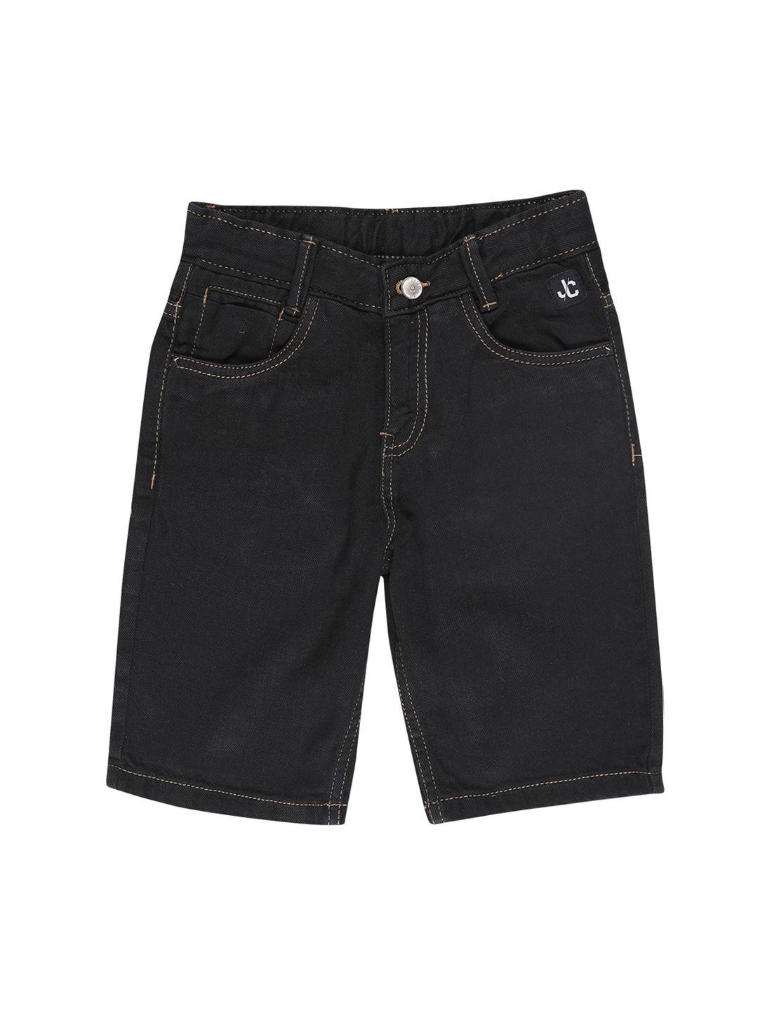 jean cafe boys black slim fit denim shorts