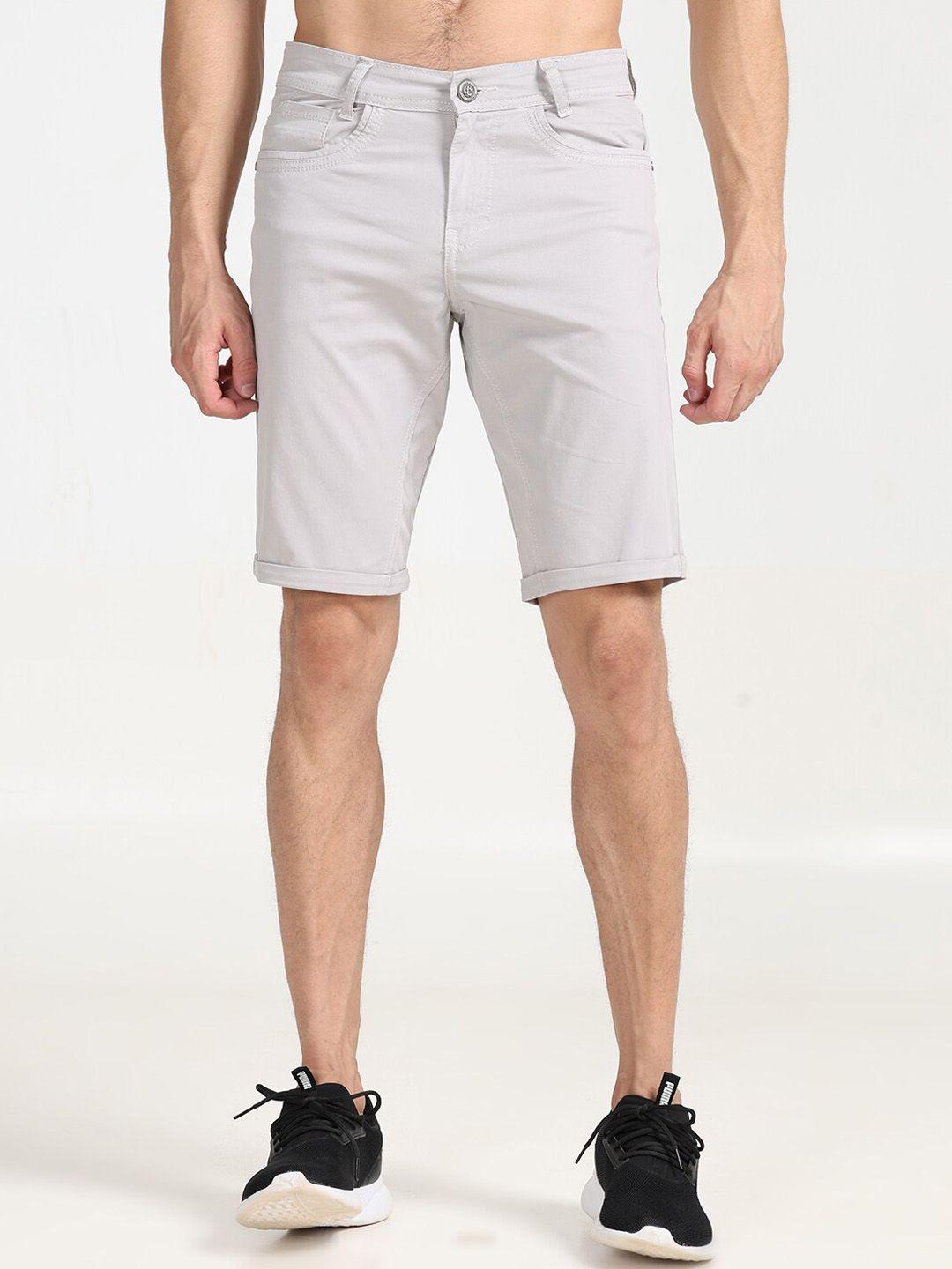 jean cafe men silver-toned slim fit shorts