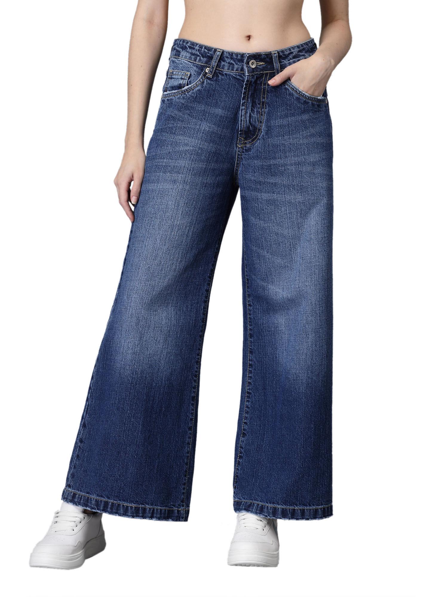 jeans for women blue denim solid jeans