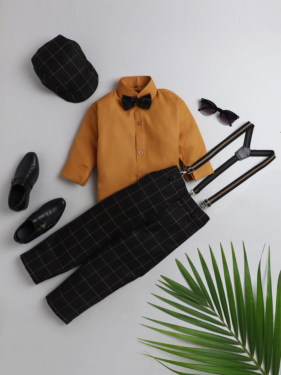 jeetethnics boys black & brown shirt & trouser with suspenders